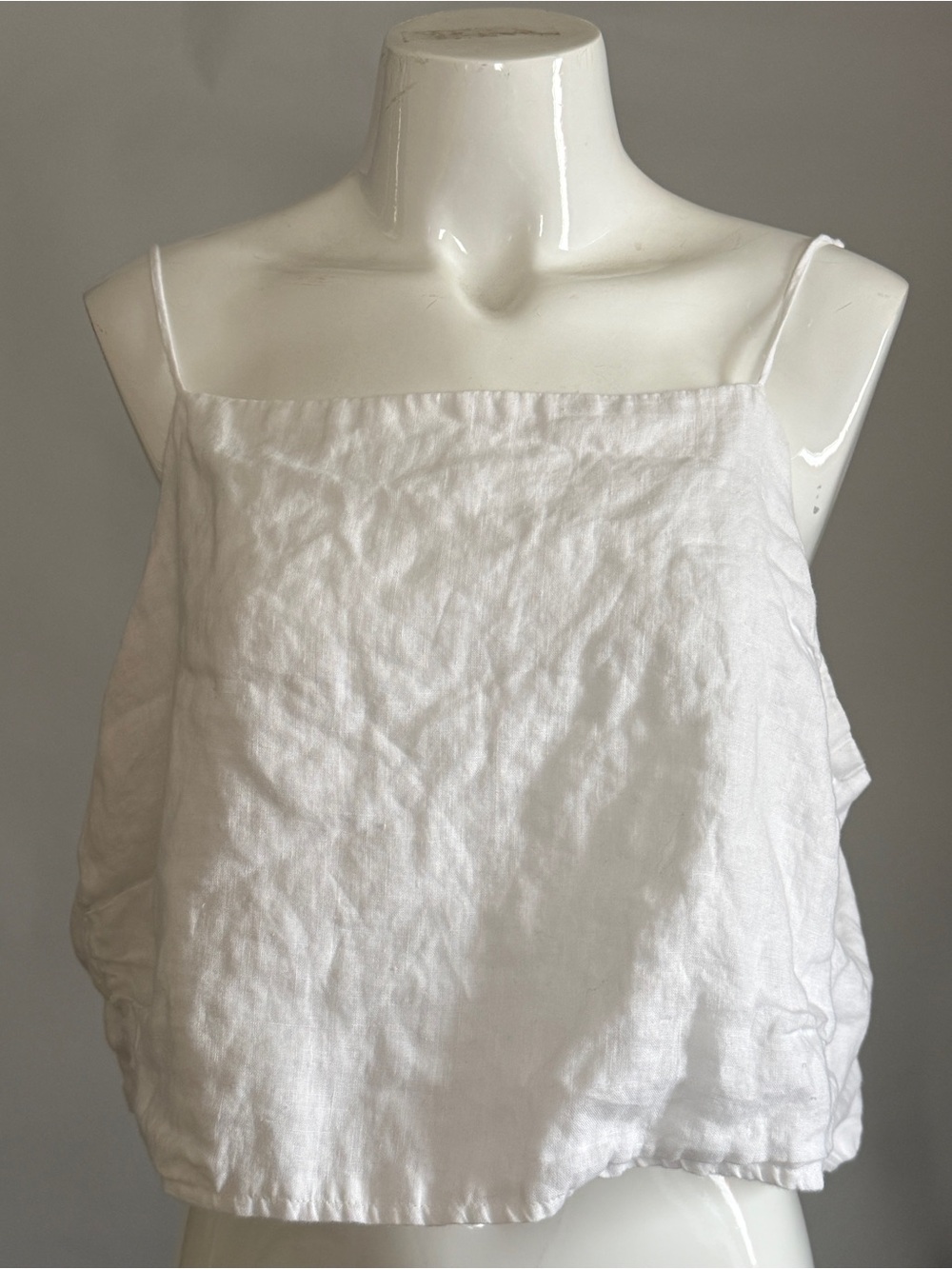 H&M White Linen Spaghetti Strap Camisole